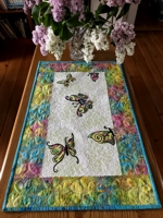 Quilted Table Runner with Butterfly Embroidery