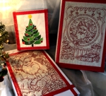 Christmas Gift Boxes decorated with embroidery.