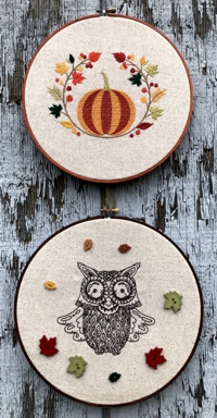 Autumn-themed embroidery in the hoop