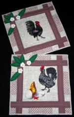 Placemats with chicken embroidery