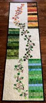 Scrap Spring-to-Fall Tablerunner with branch embroidery
