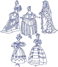 Ladies in Ball Dress Bluework Set