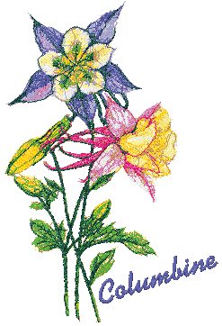 Advanced Embroidery Designs - Garden Flower Series: Columbine.
