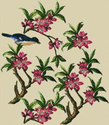 Bluebird in Peach Blossoms Motif Set