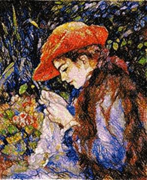 Sewing in the Garden by Renoir
