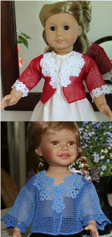 Forget-Me-Not FSL Crochet Cardigan for 18-in. Doll