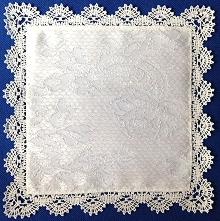 Square Doily or Handkerchief with Freestanding Bobbin Lace Edge