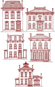 Victorian House Redwork Set