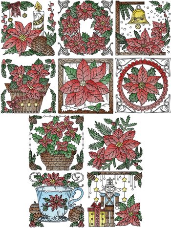 Poinsettia Quilt Block Set