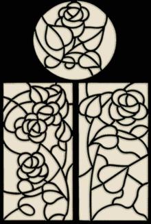 Stained Glass One-Color Applique Rose Panels