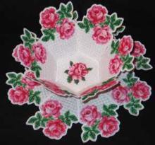 Rose Tapestry Bowl and Doily Set