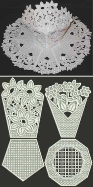 Flower Bed Bowl and Doily Set