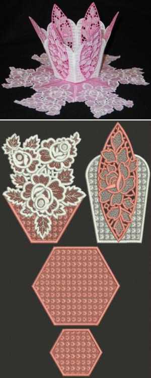 Victorian Rose Bowl and Doily Set