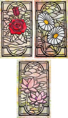 Stained-Glass Floral Applique Panel Set