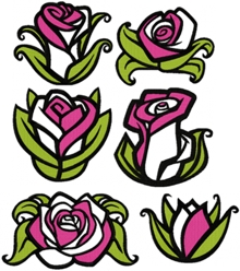 Art Nouveau Rose Applique Set