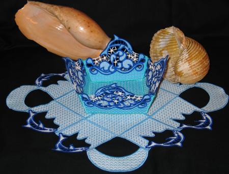 Dolphin Bowl, Basket and Doily Set image 2