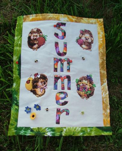 Hedgehog Summer Wall quilt for Nursery with machine embroidery designs image 8