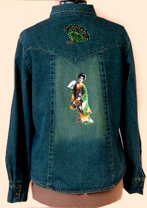 Denim Jacket Decorated with Photo Stitch Embroidery image 1
