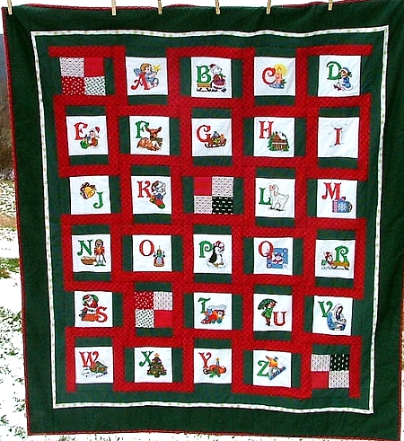 Christmas ABC Quilt with Machine Embroidery image 1
