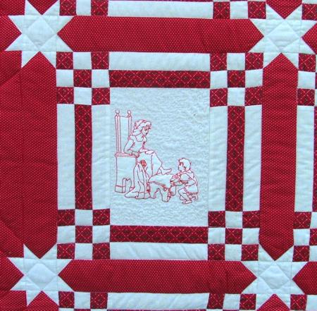 Fairy Tales Redwork Quilt image 22