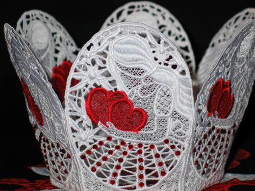 Lady and Valentine Hearts Bowl and Doily Set image 3