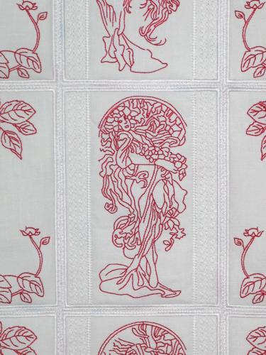 Seasons by Alphonse Mucha Redwork Quilt Blocks image 4