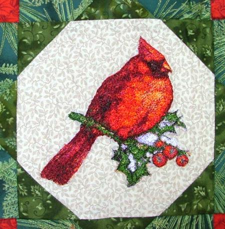 Cardinal Wall Hanging with Machine Embroidery image 2