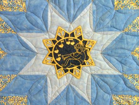 Bethlehem Star Wall Quilt with machine Embroidery image 3