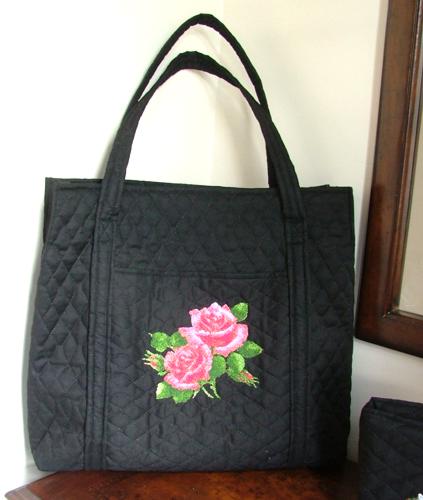 Rose Quilted Tote and Cosmetic Bag image 7