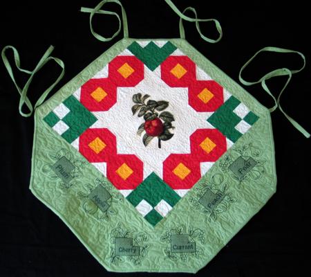 Quilted Apron with Fruit Embroidery image 1