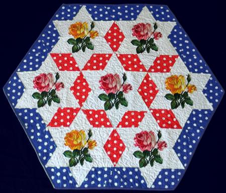 Roses and Stars Patriotic Quilted Table Topper image 1