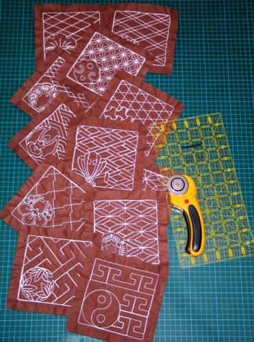 Quilted Cover for a Small Sewing Machine with Sashiko Embroidery image 2
