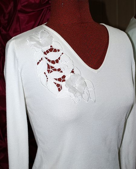 Wild Rose Cutwork Lace on a Knit Sweater image 8