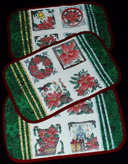 Quilted Christmas Placemats with Embroidery image 1