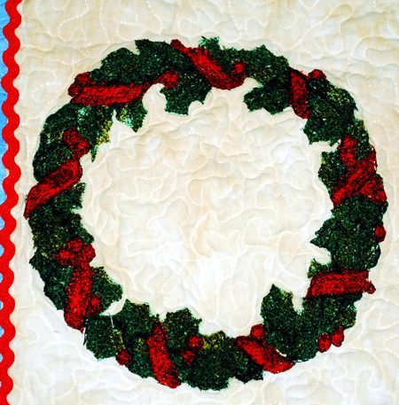 Christmas Wreath Placemats with Redwork Embroidery image 3