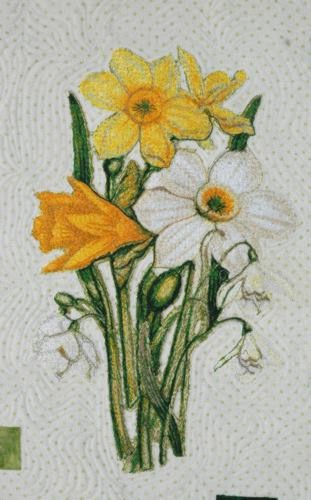 Springtime Quilt with Daffodil Embroidery image 2