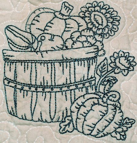 Harvest Basket Placemats with Redwork Embroidery image 3