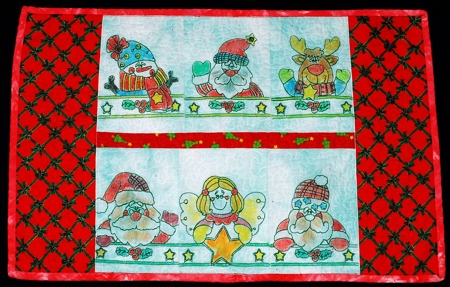 Whimsical Christmas Placemats with Redwork Embroidery image 6