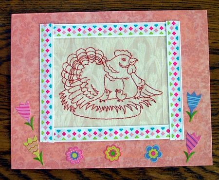 Easter-Themed Greeting Cards with Redwork Embroidery image 11
