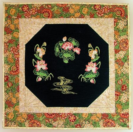 Oriental Themed Wall Hanging with Cross Stitch Embroidery image 1