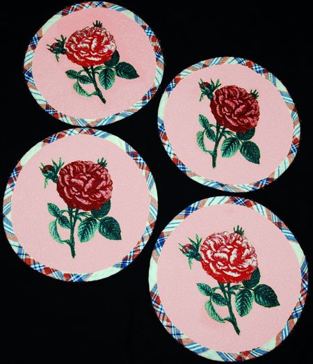 Quilted Hot Pads with Rose Embroidery image 1