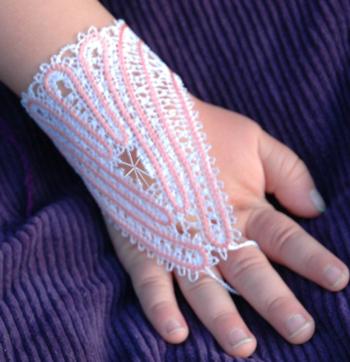 Freestanding Battenberg Lace Fingerless Gloves for Girls image 3