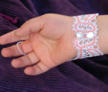 Freestanding Battenberg Lace Fingerless Gloves for Girls image 4