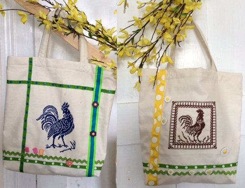 Easter Tote Bags with Embroidery image 1