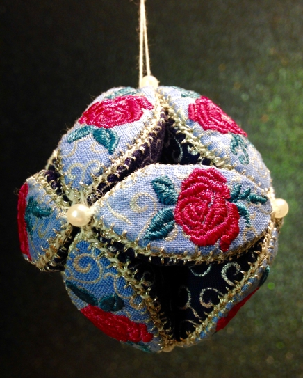 Patchwork Ball Ornament with Embroidery image 1