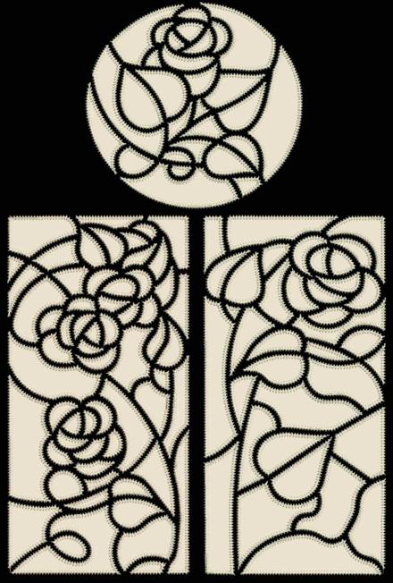 Stained Glass One-Color Applique Rose Panels image 1