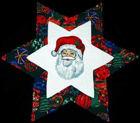 Star with Santa Wall Quilt or Table Topper image 1