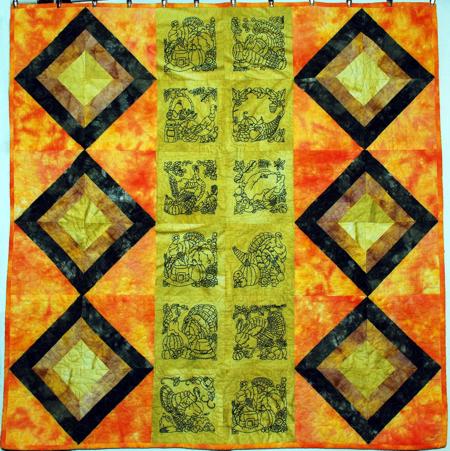 Thanksgiving Wall Quilt with Embroidery image 1