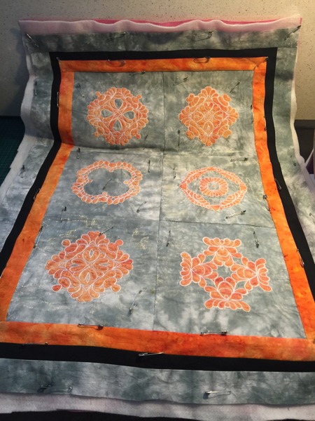 Quilted Tablerunner with Applique-with-Organza Blocks image 4