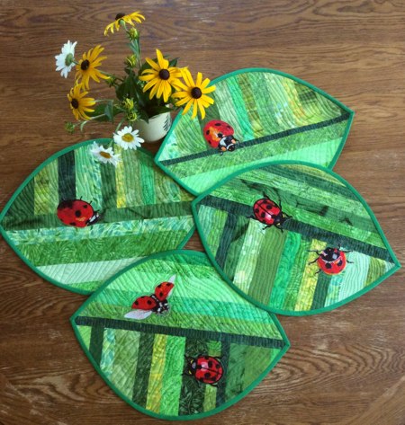 Quilted Placemats with Lady Bug embroidery image 11